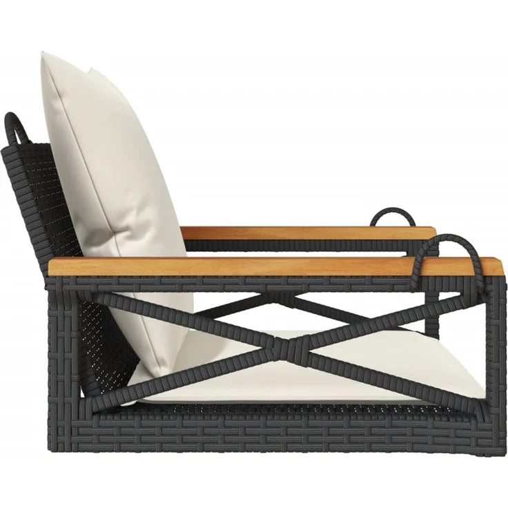 vidaXL Hängesessel mit Kissen Schwarz 63x62x40 cm Poly Rattan 368173 – Bild 5