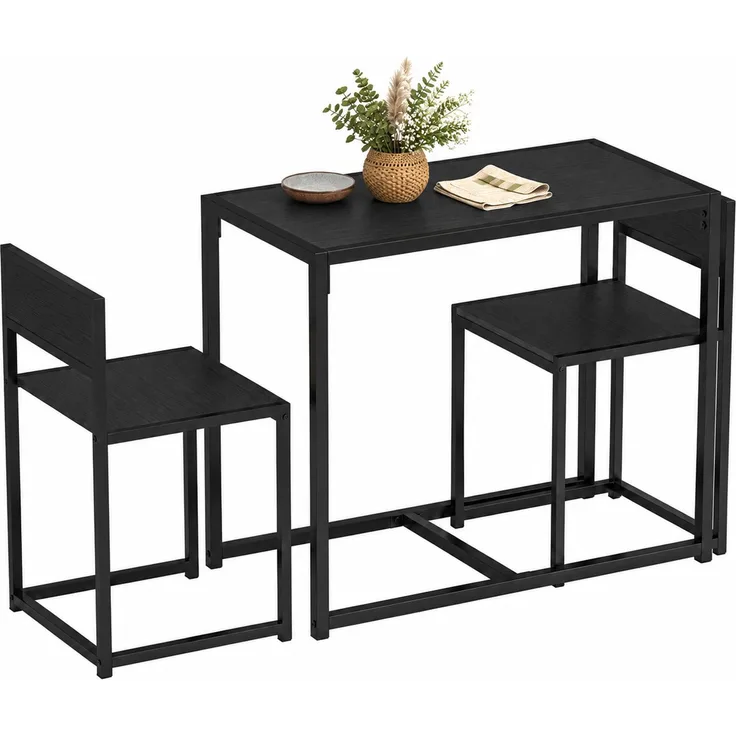 MELAYR, 3-teiliges Bartisch-Set Hochtisch-Set 3-teilig, 2 Stühle, 1 Tisch, 90 cm x 47 cm x 76 cm, Schwarz