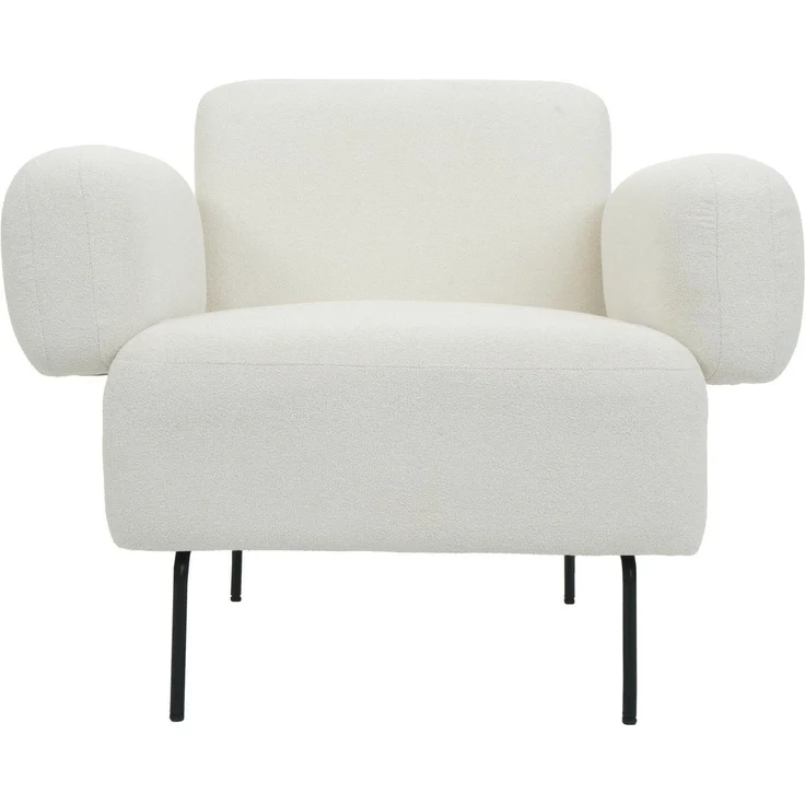 Lounge-Sessel HWC-L83b, Cocktailsessel Polstersessel Sessel, Bouclé Stoff/Textil Metall, creme-weiß – Bild 8