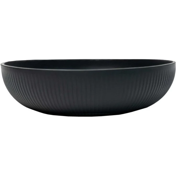 VIVANNO Pflanzschale Fiberglas PLANA Schale - Skandianthrazit Geriffelt (1 St), 34x9 cm – Bild 4
