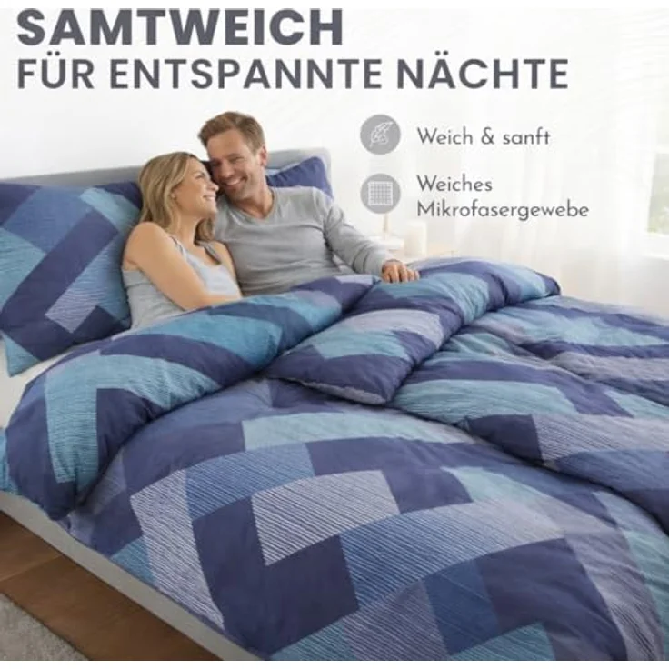 Malika Bettwäsche 2x 135x200 + 2x 80x80 cm atmungsaktiver Bettbezug, moderne Designs, Mikrofaser, 4 teilig, Für Allergiker geeignet, pflegeleicht, angenehm weicher Stoff – Bild 4