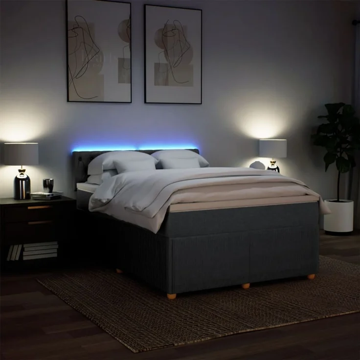 vidaXL Boxspringbett mit Matratze Dunkelgrau 140x200 cm Stoff 3289787 – Bild 5