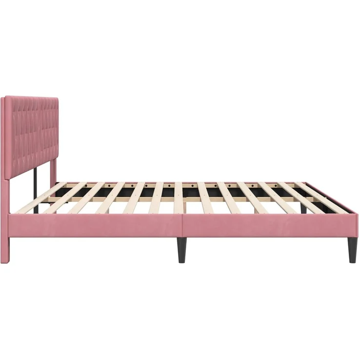 vidaXL Bettrahmen mit Kopfteil Rosa 200 x 200 cm Samt 42027688 – Bild 5