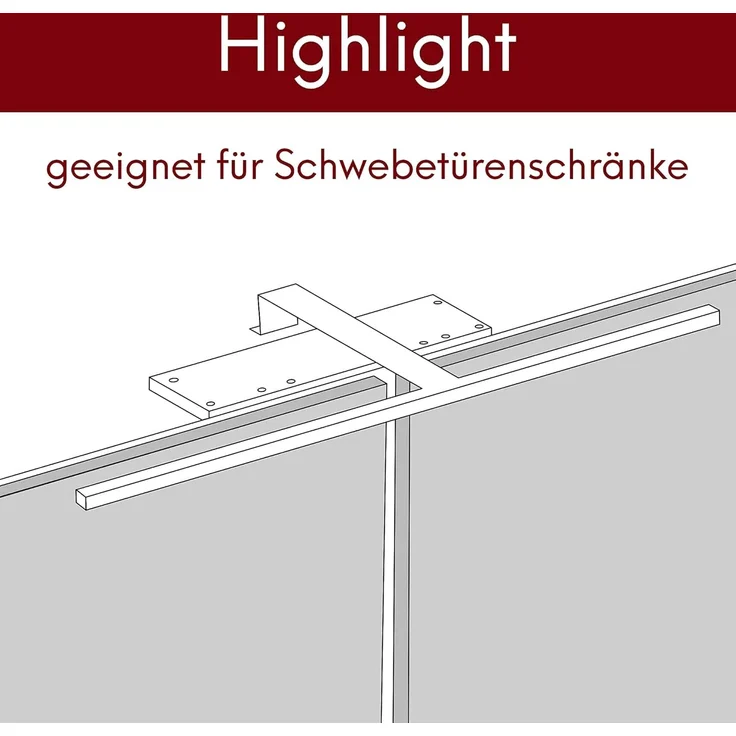 kalb Aufbauleuchte LED Schrankbeleuchtung Schwebetür Aufbauleuchte silbergrau 600mm, 3er Set neutralweiß, neutralweiß – Bild 3