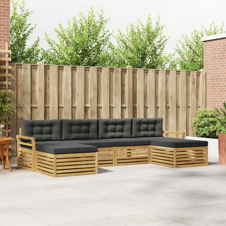 vidaXL Outdoor-Sofagarnitur 6 stk. 4-Sitzer Weiß und Anthrazit 3390927