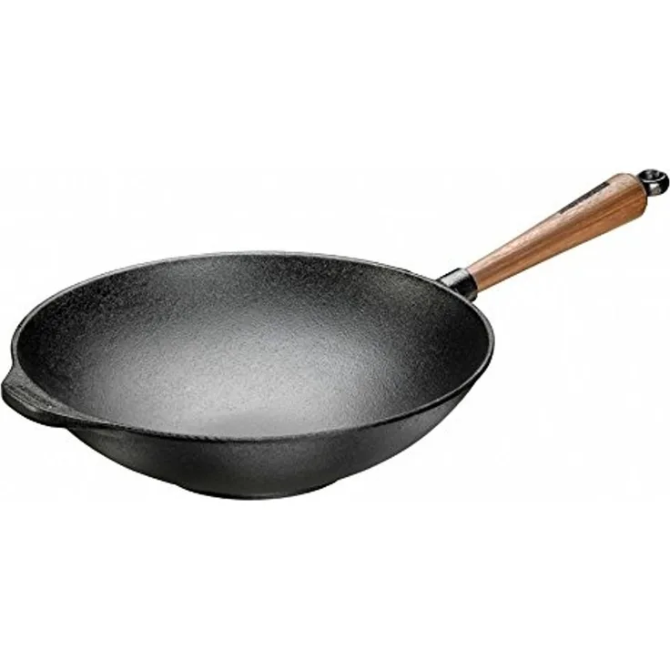 Skeppshult Wok Gusseisen mit Walnussholzgriff 30 cm - 29 bis 32 cm