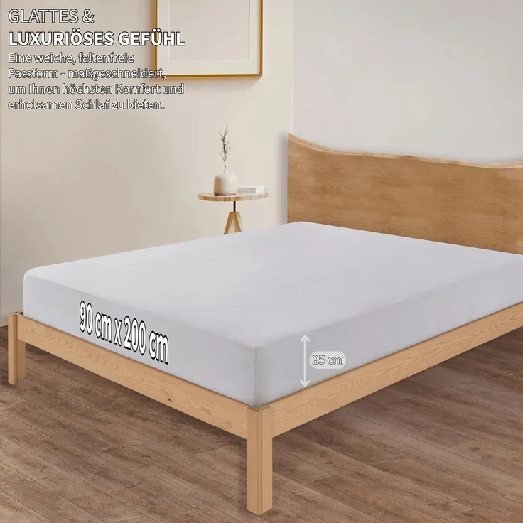 Jersey Spannbettlaken Baumwolle 90x200+30 cm, Weiß – Bild 5