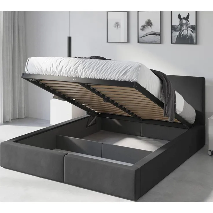 Interbeds Polsterbett Hilton 160x200 cm in 6 Farben inkl. 2 Schaumstoffmatratzen und Lattenrost (grau)