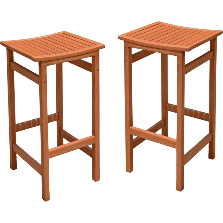 Barhocker NIKLAS 2er Set - Eukalyptus Natur 75x38x42cm | Barstühle Hochstühle