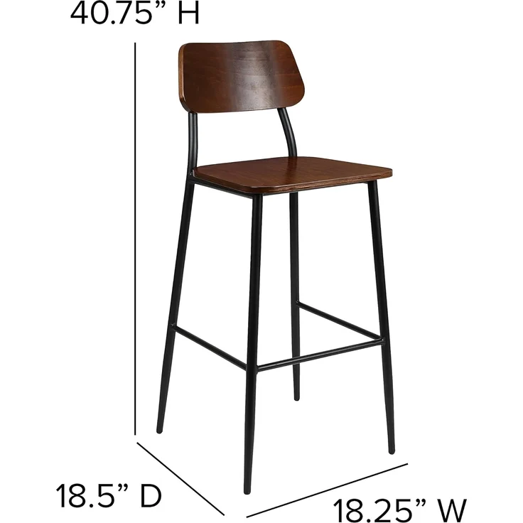 Flash Furniture Barhocker aus Metall und Holz, Stahl, Sperrholz, Mahagoni – Bild 3