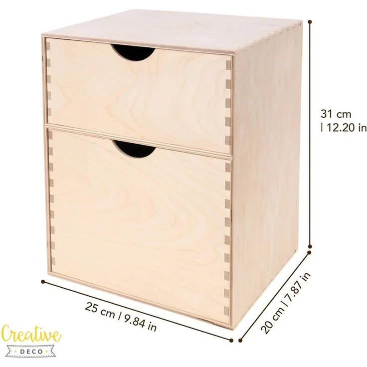 Creative Deco Schubladenbox Schubladenelement Mini-Kommode für Kleinigkeiten aus Birkensperrholz, (2-St) – Bild 3