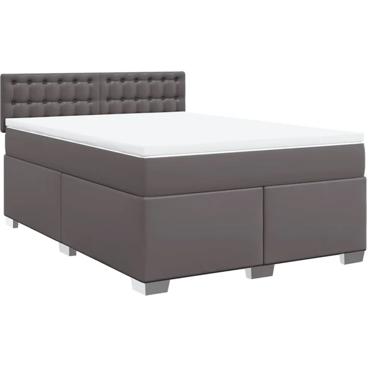 vidaXL Boxspringbett mit Matratze Grau 160x200 cm Kunstleder 3288430 – Bild 3