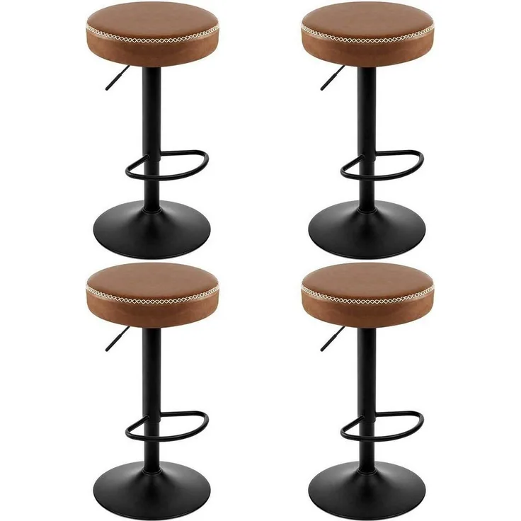 EUGAD Barhocker (4 St), drehbar, höhenverstellbar, Metallgesetll, Vintage-Kunstleder