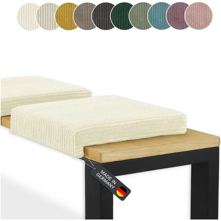 Lycce Bankauflage Bankauflage Klemmkissen 1 Leiste, Cordstoff extra Polsterung, (1 St), für Banktiefe ab 35 cm, verrutscht nicht, versch. Farben – Bild 1