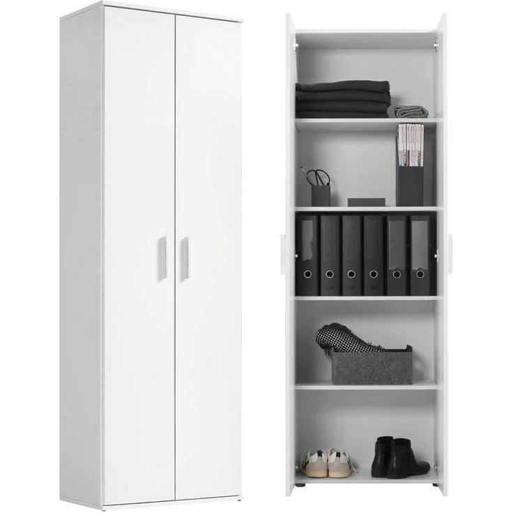 mokebo® Mehrzweckschrank 60cm Breite mit Einlegeböden 'Der Lange' moderner Aktenschrank in Weiß aus Holz, Schrank & Haushaltsschrank | 60 x 180 x 34 (B/H/T in cm) – Bild 1