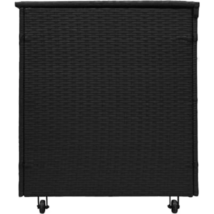 Monstershop Kissenbox, Rattan mit pulverbeschichtetem Stahlrahmen, Schwarz, 582 Liter Stauraum, gasunterstützter Deckelhebemechanismus – Bild 7