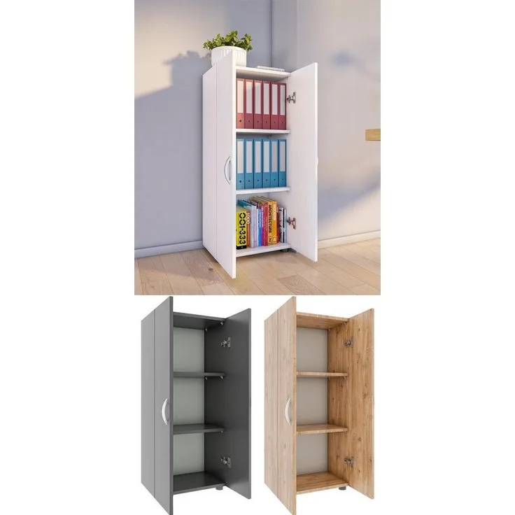 VCM Büroschrank Ulas 918433 Weiß H. 108 x B. 49 x T. 34 cm