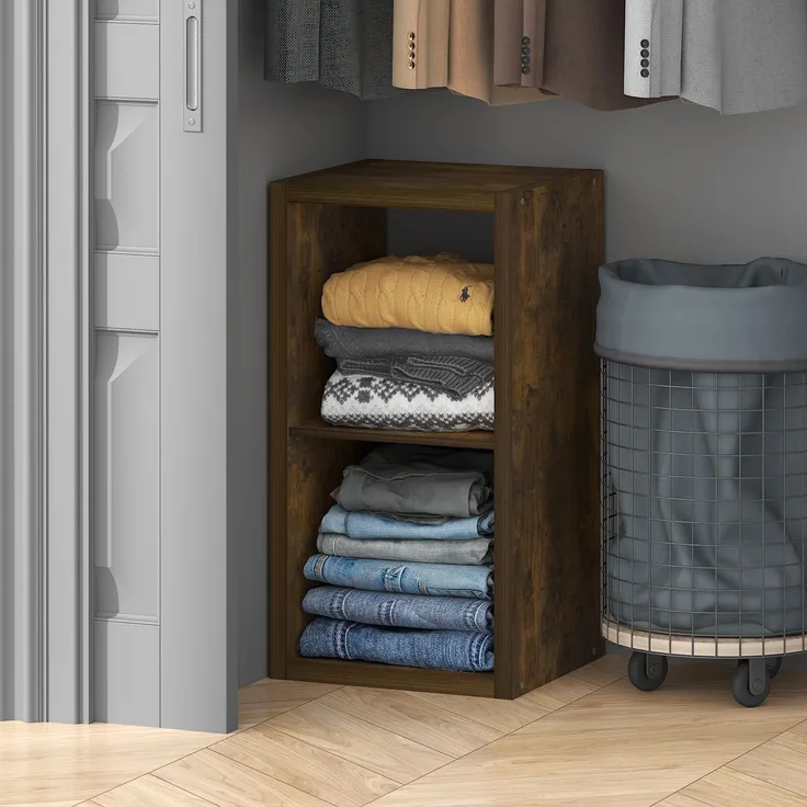 Furinno Cubic Kleiderschrank-Organizer und Aufbewahrungssystem, 2-Würfel Organizer, offene Regale für den Kleiderschrank, extra Dicker Rahmen, Bernstein-Kiefer