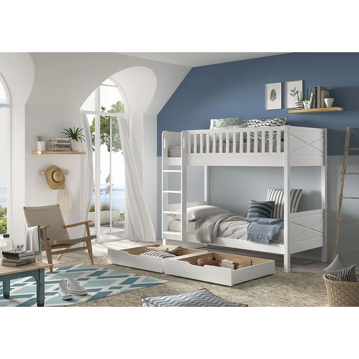Etagenbett Karyl 208x105x175 Hochbett Massivholz Weiß – Bild 3