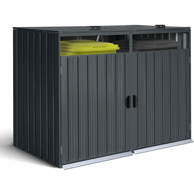 Mülltonnenbox Eco Duo 2 Mülltonnen 240 Liter 160 cm Stahl Anthrazit – Bild 1