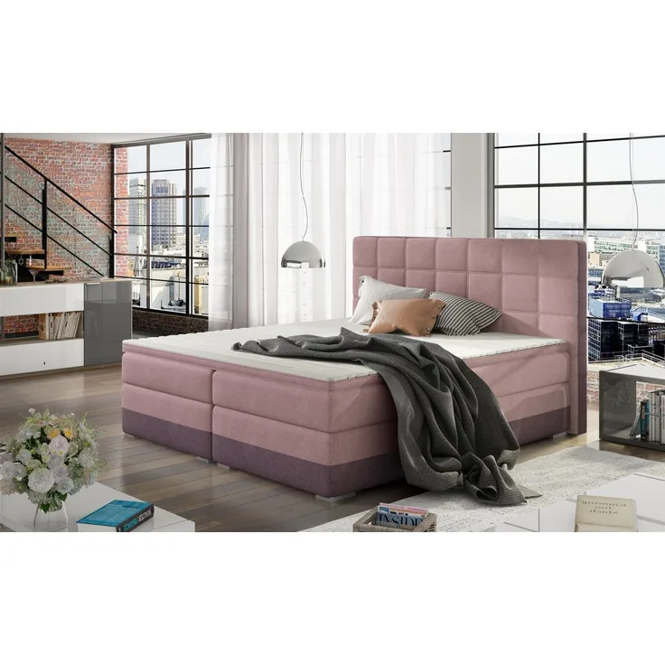 Boxspringbett PRATO Webstoff Violett/ Rosa 180x200 cm