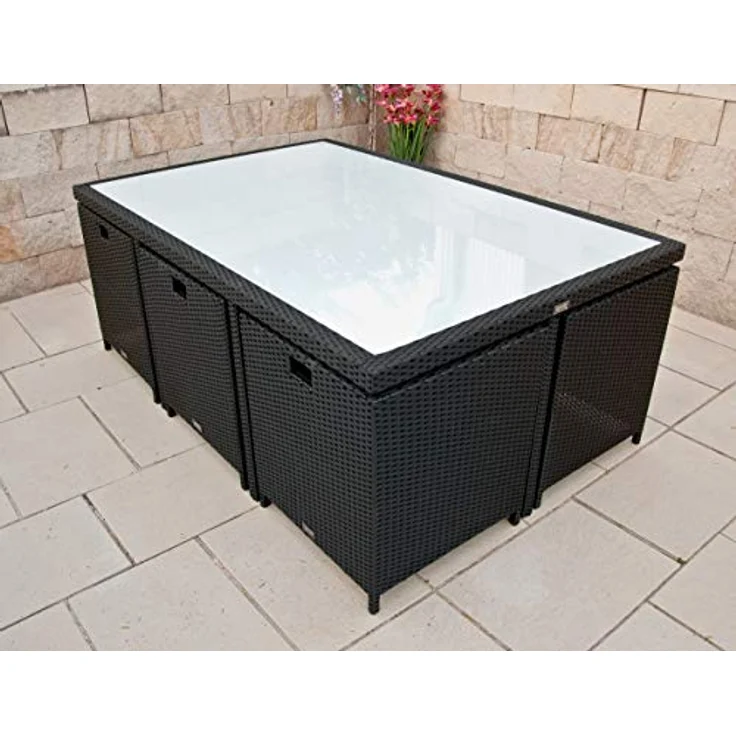 Ragnarök Möbel-Design Garten-Essgruppe Heimdall Esstisch Set 6+4, (Set, Polyrattan, Alu), Würfelsystem – Bild 4