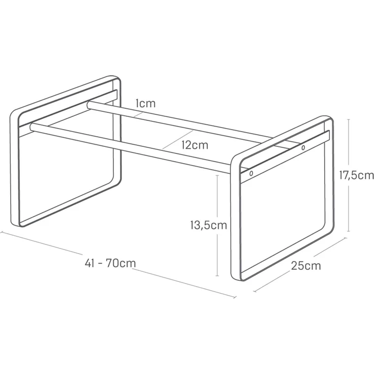 Yamazaki Schuhregal "Frame" aus Metall, ausziehbar 40-70 x 17 x 25 cm, Schuhständer, platzsparend, Schuhablage, ausziehbar von 40 bis 70cm,erweiterbar, weiß – Bild 5