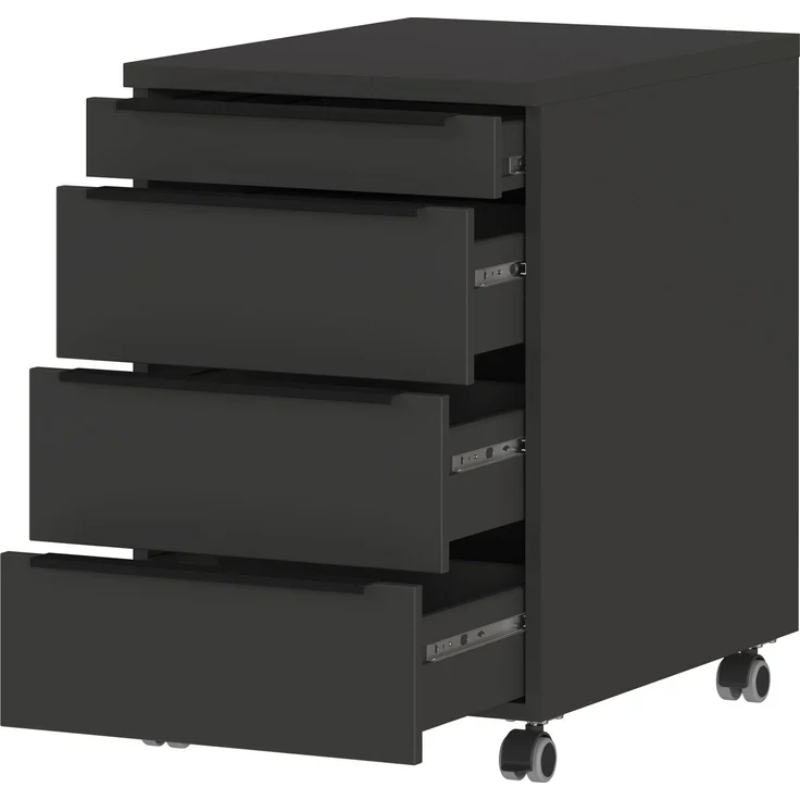 GERMANIA Rollcontainer Mailand, mit 4 Schubladen, optional mit Schubladendämpfung, Utensilienfach, 42x63 cm, Made in Germany – Bild 3