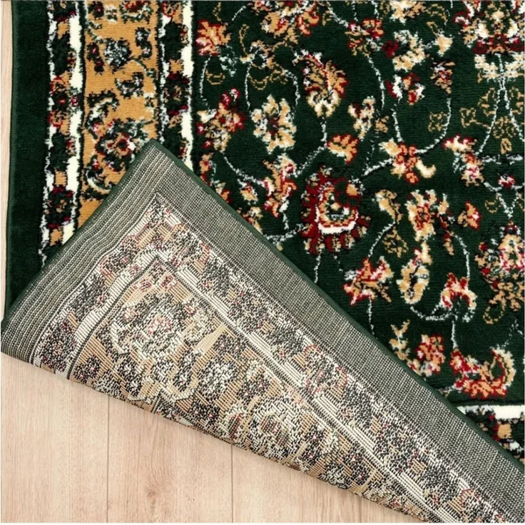 Vimoda Orientteppich Klassischer Teppich Kurzflor in Grün, Beige, Rot & Grau, Rechteckig, Höhe: 6 mm, Kunstvollem Klassik Muster Blumen GRÜN, Braun & Schwarz – Bild 2