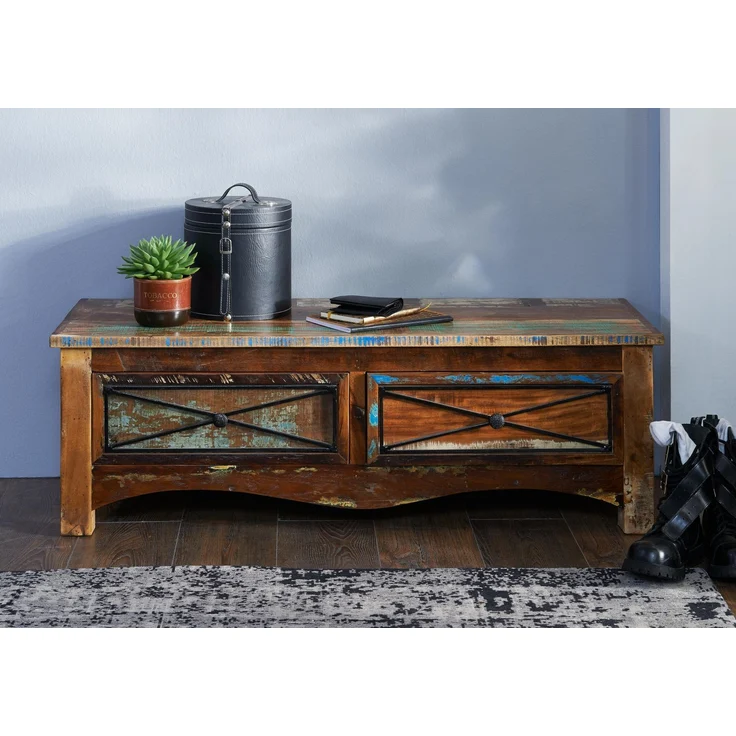 Garderobenbank Altholz 120x45x40 mehrfarbig lackiert NATURE OF SPIRIT #110 – Bild 3