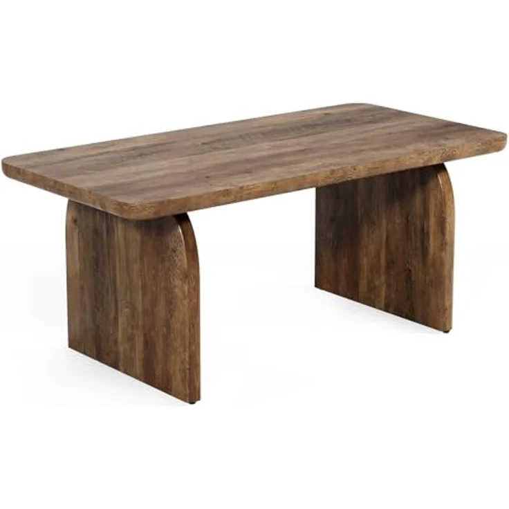 LITTLE TREE Rechteckiger Couchtisch 120 cm im Industrie-Design | Rustikales Braun Wohnzimmertisch mit abgerundeten Ecken, Belastbarkeit 68kg, E1 MDF – Bild 10