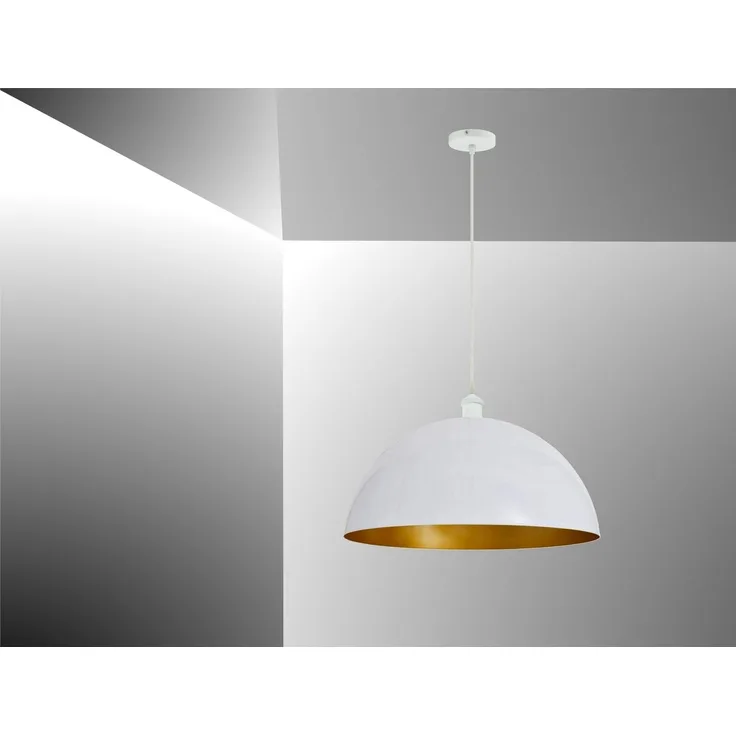 TRANGO Pendelleuchte, 1er Set 9001W Retro Pendelleuchte Industrielle Vintage *VINTOS* Ø 360mm Pendellampe mit je 1x E27 Fassung - Retro Hängelampe – Deckenlampe, Hängeleuchte Lampenschirm in Weiß-Gold, Kronleuchter