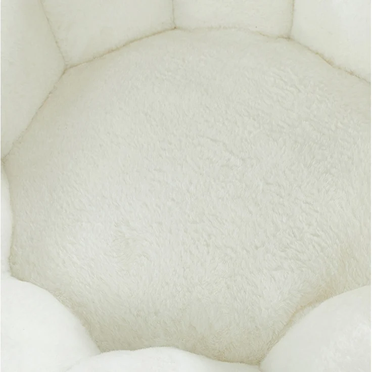 Sitzsack 105 x 105 x 70 cm in Blütenform mit Fußhocker – cremeweiß – Bild 7