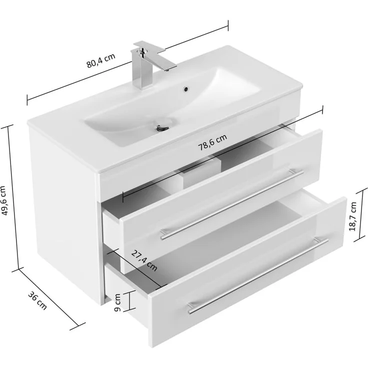 Badmöbel Mars 800 SlimLine SoftClose grafit : Grafit – Bild 7