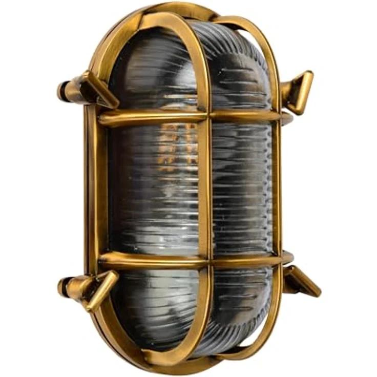 LUCIDE DUDLEY, Wandleuchte Innen/Außen, 1xE27, IP65, Aluminium, mattes Gold/Messing – Bild 2