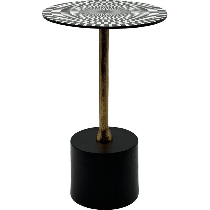 FineBuy Beistelltisch Aluminium 49cm Op-Art-Muster - Kleiner runder Anstelltisch aus Metall - Design Wohnzimmertisch - Dekotisch - Couchtisch - Metalltisch Handmade pflegeleicht – Bild 6
