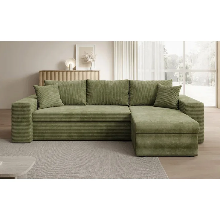 Luxusbetten24 Schlafsofa Designer Sofa Denver in Cord, mit Stauraum und Schlaffunktion
