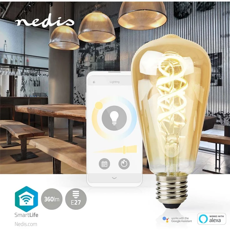 SmartLife LED Filament Lampe | Wi-Fi | E27 | 360 lm | 4.9 W | Warm bis kühlen weiß | 1800 - 6500 K | Glas | Android™ / IOS | ST64 | 1 Stück – Bild 2