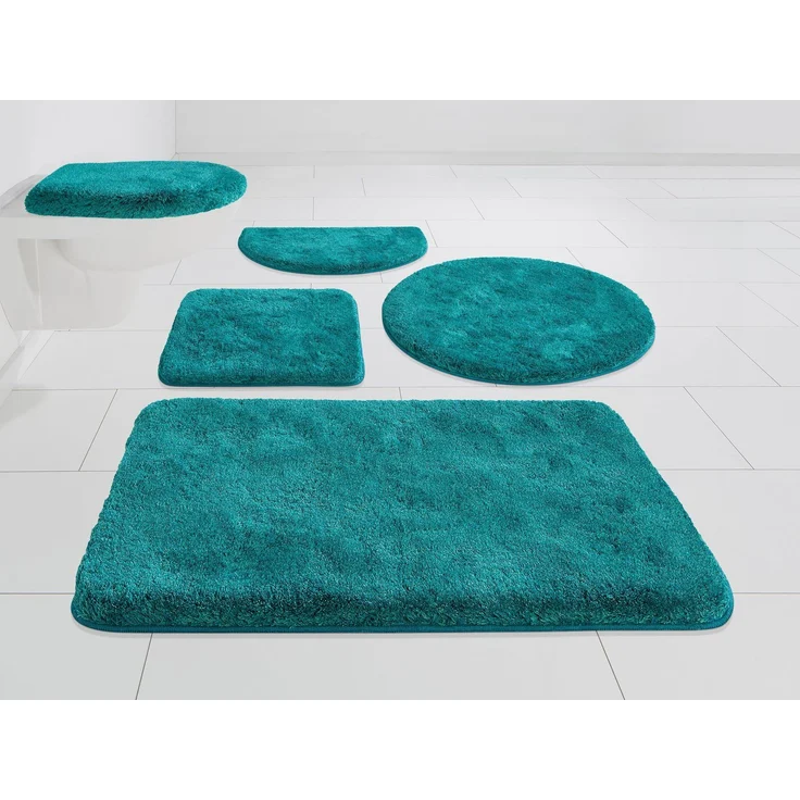 Grund Badematte Melos, Badvorleger, Badezimmer Teppich, sehr weich, Höhe 27 mm, rutschhemmend beschichtet, fußbodenheizungsgeeignet, Kunstfaser, halbrund, melierte Optik, sehr weicher Flor, Melange-Effekt, Made in Europe – Bild 5