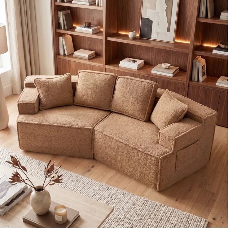 COMHOMA Sofa modulares Schlafsofa, Polstersofa, 3-Sitzer Sofa, Sektionscouch, Keine Montage erforderlich, mit Aufbewahrungstasche, schlaffunktion