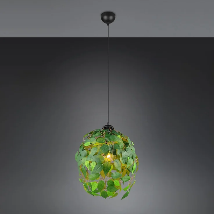 Hängeleuchte, Höhe anpassbar, Blätter-Design, grün, H 150 cm – Bild 5