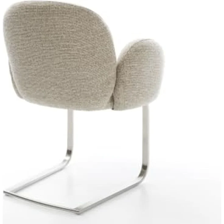 Freischwinger Nube-Flex mit Armlehnen Webstoff Soft Beige Freischwinger flach Edelstahl Taschenfederkern – Bild 7