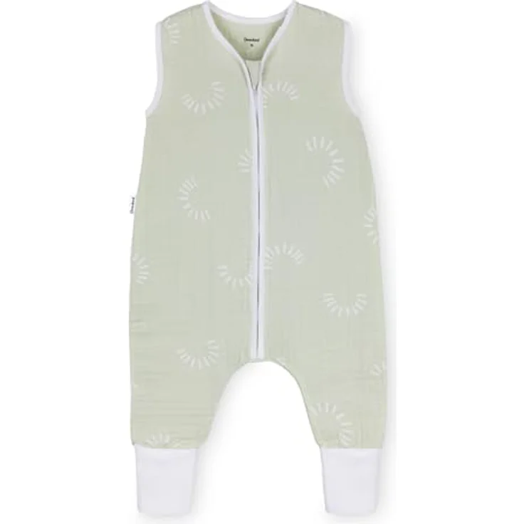 Ehrenkind® Baby Sommerschlafsack mit Füßen Musselin 0.5 TOG | aus weicher OEKO-TEX zertifizierter Bio-Baumwolle | Sommer Baby Schlafsack 0.5 TOG Gr. 70 Farbe Salbei Gemustert – Bild 2
