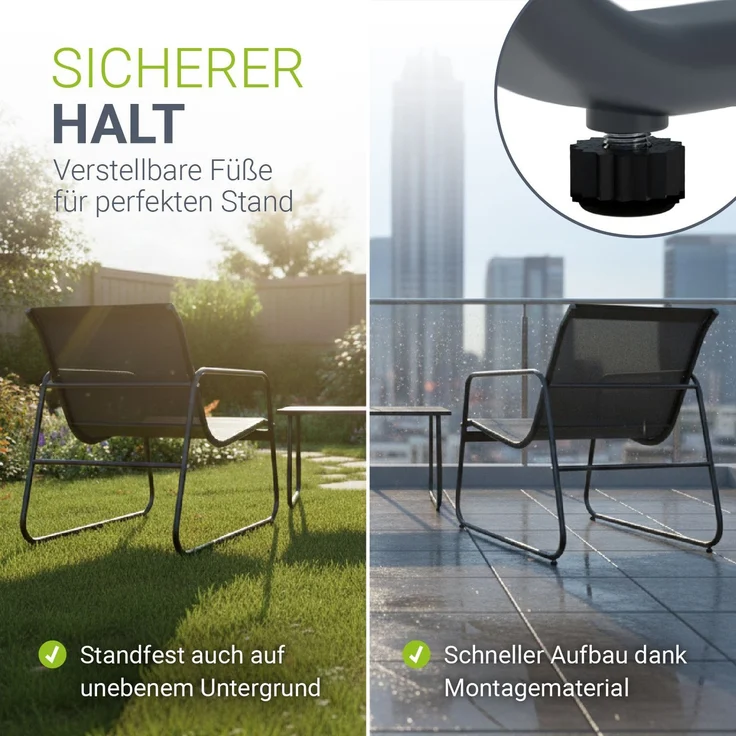 Juskys Gartenmöbelset Genua 4-tlg. – Anthrazit, Outdoor Sitzgruppe, Tisch & Bank, wetterfestes Textil, LongLife Stahlgestell – Bild 5