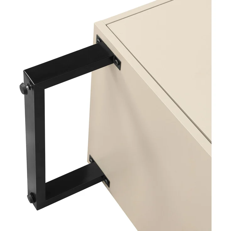 CHICFURN Schrank 110x186x38 cm mit gepolsterten Stoffpaneelen und 2 Schubladen – Beige+Grau – Bild 5