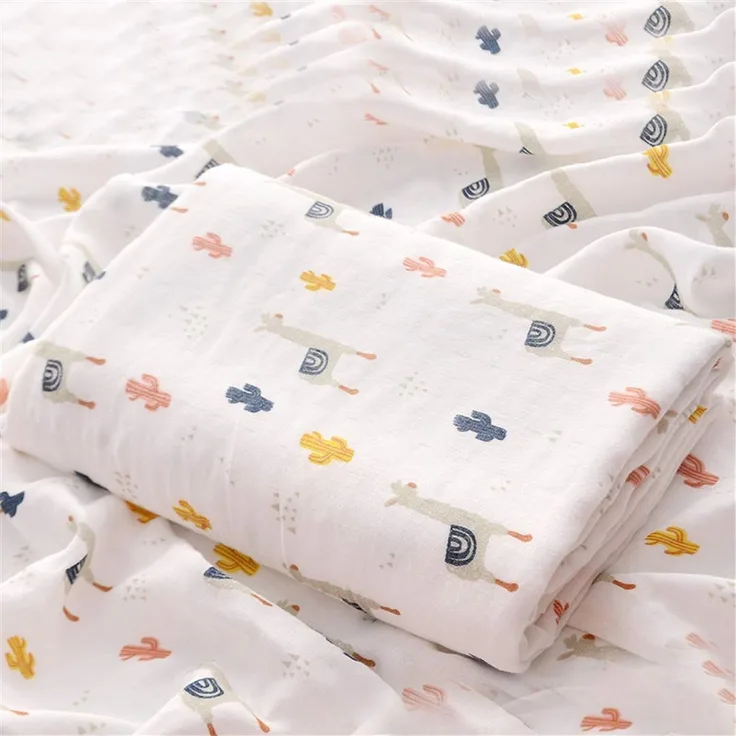 Hayisugar Baby Musselin Swaddle Decke Tücher Baby Bambus Baumwolle Swaddle Wrap Aufstoßen Tuch & Deck Kinderwagen - Pucktücher Baby Decke für Junge und Mädchen, Alpaka, 110x140 cm