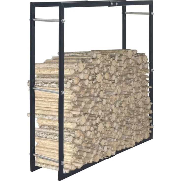 vidaXL Brennholzregal Schwarz 100×25×100 cm Stahl 286288 – Bild 1