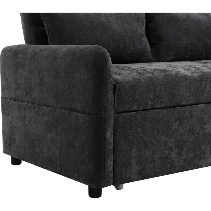 ZUBALIYA Schlafsofa 163x81 cm, mit USB - Anschluss, mit Ausziehbett, mit Chenille - Bezug, mit Samtbezug, mit Schaumstoffpolsterung, Weiß – Bild 20