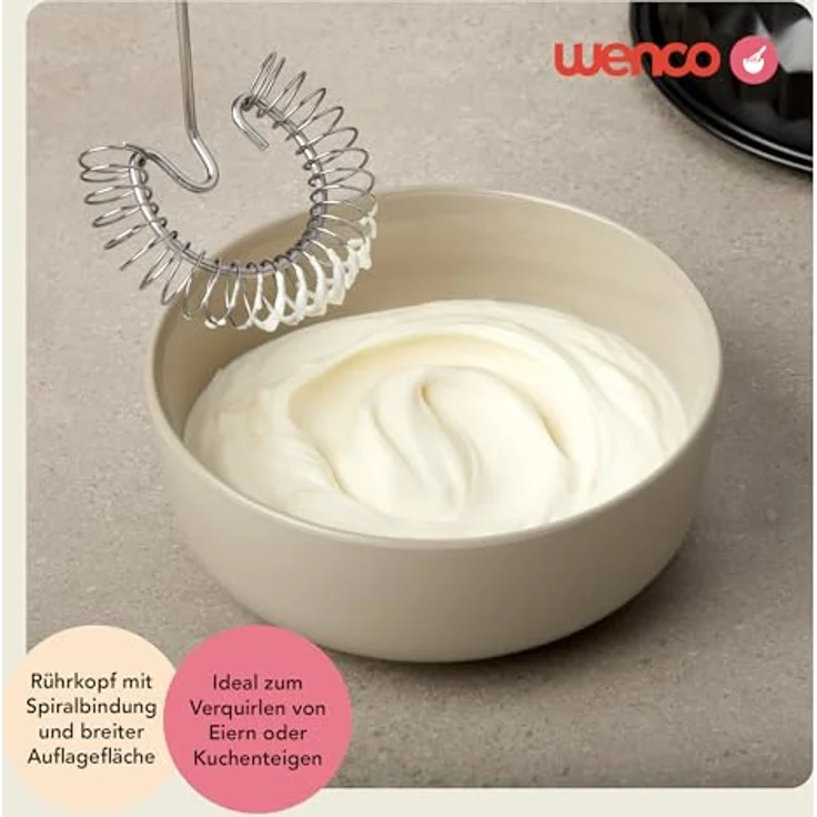 wenco Spiralbesen und Schneebesen zum Rühren, Mischen, Schlagen, Aufschäumen - 22cm aus Edelstahl – Spülmaschinengeeignet, Silber – Bild 5