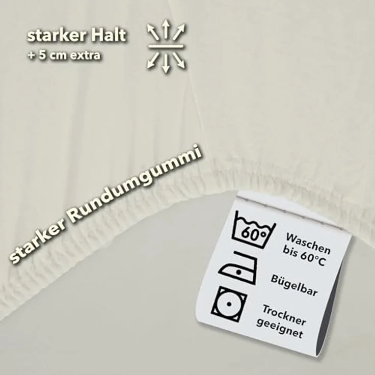 STUDIO Basic Topper Spannbettlaken 140x200 cm, 100% gekämmte Baumwolle, Oeko-TEX 100, Markenqualität, Bettlaken 140x200 Topperbezug Jersey - Schnee – Bild 4